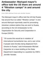 Мэрия Мариуполя сообщила США, что Россия создала около четырех так называемых «фильтрационных лагерей» в Мариуполе и его окрестностях