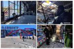 Последствия вчерашнего обстрела войсками РФ гипермаркета Эпицентр в Харькове
