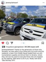 Британский журналист Джереми Кларксон с командой приобрел пикапы, которые уже направились в Украину