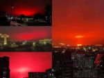 В китайском городском округе Чжоушань небо окрасилось в кроваво-красный цвет. Видео