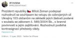 Представитель президента заявил, что глава Чехии Милош Земан разрешил 103 гражданам республики присоединиться к ВСУ