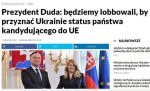 Анджей Дуда пообещал, что Польша будет лоббировать предоставление Украине статуса страны – кандидата в ЕС
