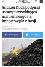 Президент Польши Анджей Дуда подписал закон, вводящий эмбарго на российский уголь