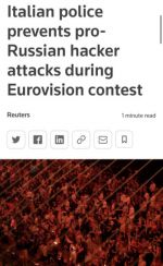Итальянская полиция предотвратила хакерские атаки пророссийских группировок во время полуфинала и субботнего финала конкурса Евровидение в Турине
