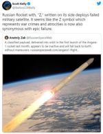 Российский военный спутник, запущенный ракетой с надписью Z, не удерживается на орбите и наверняка скоро упадет, – сообщил американский астронавт Скотт Келли