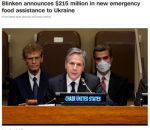 Госсекретарь США Энтони Блинкен объявил, что Штаты предоставят Украине дополнительно $215 миллионов в виде новой чрезвычайной продовольственной помощи