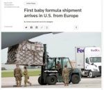 Военный грузовой самолет с первой партией детского питания из Европы для решения острой нехватки в США приземлился в Индианаполисе в воскресенье