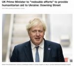Премьер-министр Великобритании Борис Джонсон «удвоит усилия» по предоставлению Украине пищевых продуктов и гуманитарной помощи