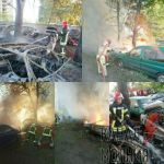 ГСЧС Украины сообщает, что в Дарницком районе Киева горит полдесятка машин. Видео