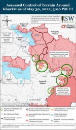 ISW: Российские силы вели огонь по украинским позициям к северу от Харькова и 30 мая подтвержденных продвижений не было