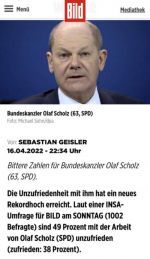 49% немцев недовольны деятельностью Олафа Шольца на должности федеративного канцлера Германии