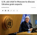 В Москву прибыл глава гуманитарной помощи ООН Мартин Гриффитс, чтобы обсудить с российскими властями расчистку морского пути для экспорта зерна и других продуктов питания из черноморских портов Украины