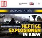 Немецкое издание Bild разместило на первой полосе утренние обстрелы Киева. Редакция сообщает, что это самый массированный ракетный удар столицы с апреля