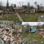 Разрушенный после российской оккупации дом в селе Мотыжин, Киевской области