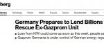 ФРГ планирует выделить кредит в размере от 5 до 10 млрд евро для спасения бывшего дочернего предприятия «Газпрома» Gazprom Germania