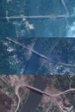 В Maxar показали спутниковые фото разрушенных россиянами мостов в Северодонецке Луганской области, передает Sky News