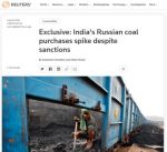 Индия в период с 27 мая по 15 июня увеличила объем закупок угля из России в денежном выражении примерно в шесть раз, а нефти – в 31 раз в сравнении с аналогичным периодом прошлого года