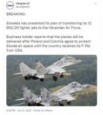 Словакия передаст Украине 12 истребителей МиГ-29 сразу после того, как Польша и Чехия согласятся защищать её воздушное пространство