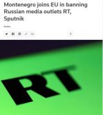 Черногория запретила пропагандистские росСМИ Russia Today и Sputnik из-за санкций Евросоюза