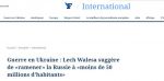 Экс-президент Польши Лех Валенса призвал либо изменить политический строй РФ, либо «расчленить» ее и сократить население до 50 миллионов, передает Le Figaro