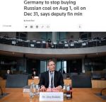 Германия остановит закупки российского угля с 1 августа, а с 31 декабря откажется от российской нефти