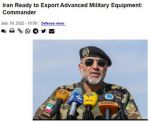 Иран готов экспортировать военную технику и оружие в дружественные страны
