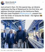 В День украинской государственности президент Литвы Гитанас Науседа прибыл с визитом в Киев. Об этом он написал в твиттере