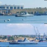 В Севастопольскую бухту вошел российский военный корабль с обожженным бортом
