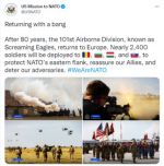 США перебрасывают в Европу военных элитной воздушно-десантной дивизии, сообщает миссия США в НАТО