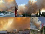 В городе Константиновск Ростовской области РФ, недалеко от украинской границы, бушует мощный степной пожар