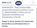 Джо Байден официально объявил о выдвижении кандидатуры Бриджит Бринк на должность посла США в Украине