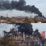 Над территорией завода «Азовсталь» в Мариуполе поднялся огромный столб дыма