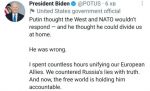 Президент США Джо Байден написал, что Запад и НАТО будет реагировать на действия Путина, а не молчать